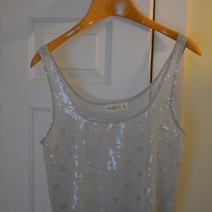 Light blue patterned sequin blouse